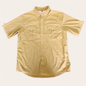 Dagon mustard‎ yellow fishing shirt men’s large pearl snap short sleeve